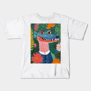 Crocodile and flowers Kids T-Shirt